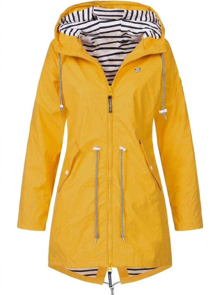 Margaret hooded drawstring rain coat in Yellow