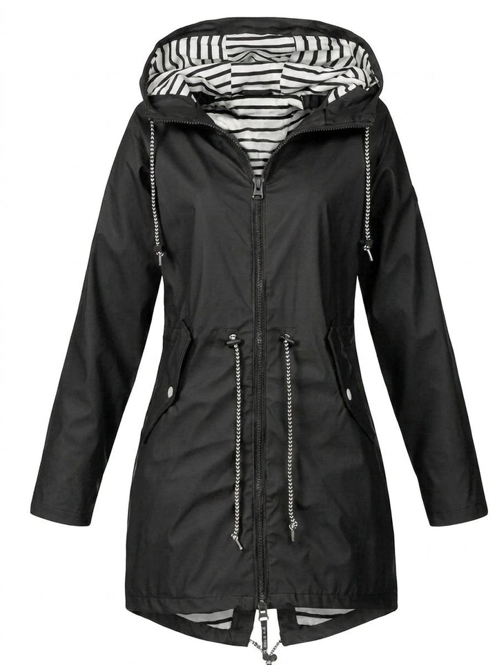 Margaret hooded drawstring rain coat