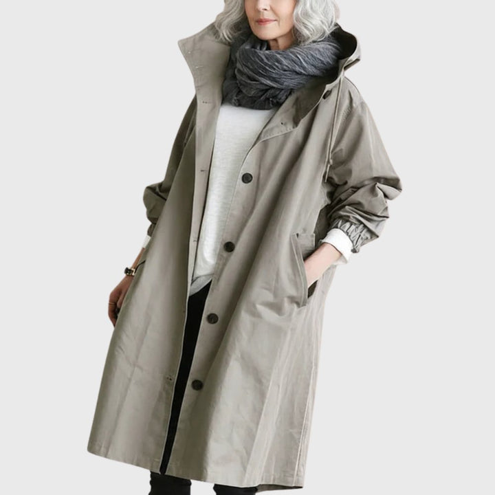 Ruth hooded relaxed-fit long trench coat