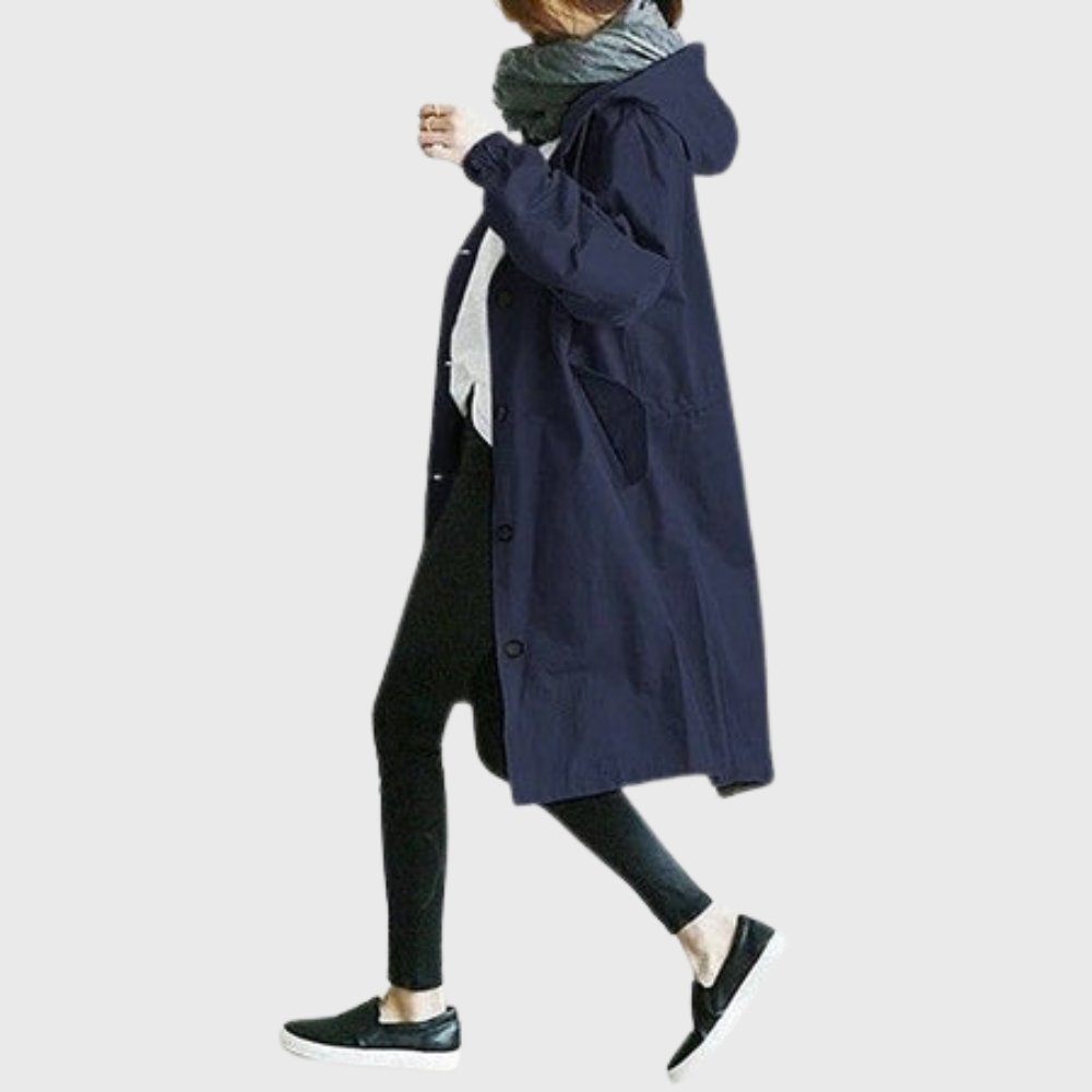 Ruth hooded relaxed-fit long trench coat