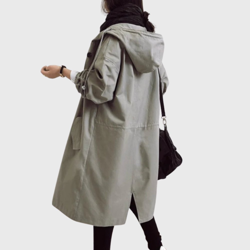 Ruth hooded relaxed-fit long trench coat