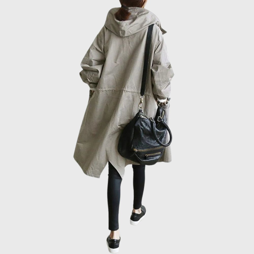 Ruth hooded relaxed-fit long trench coat