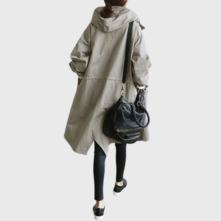 Ruth hooded relaxed-fit long trench coat