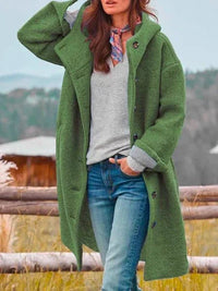 Eleanor | Ladies Longline Hooded Button-Front Coat
