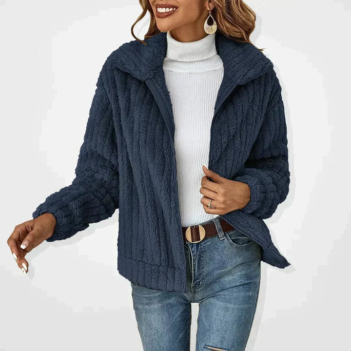 Roberta cosy zip-up jacket in Navy Blue