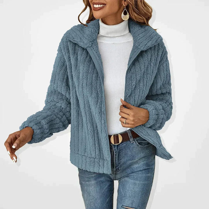 Roberta cosy zip-up jacket in Blue