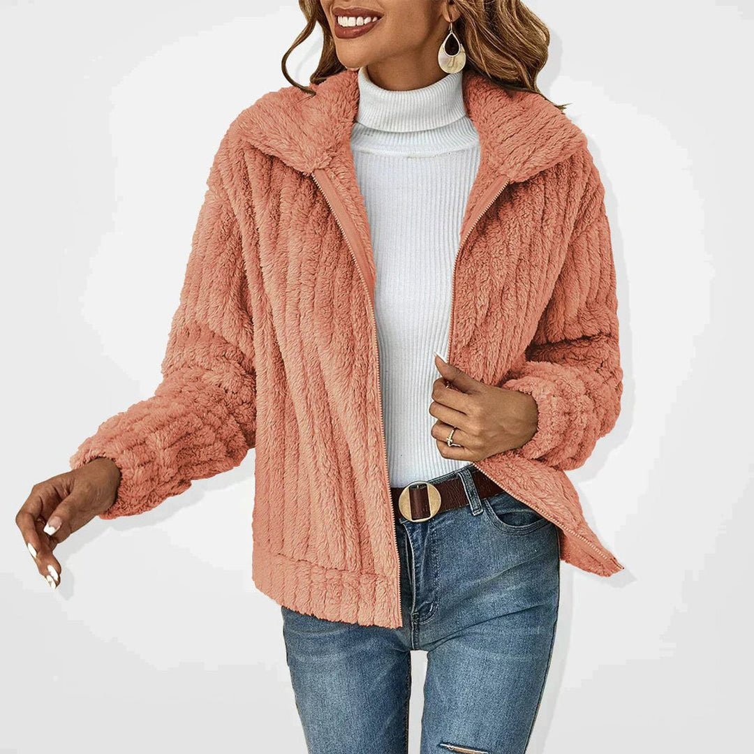 Roberta cosy zip-up jacket in Rose
