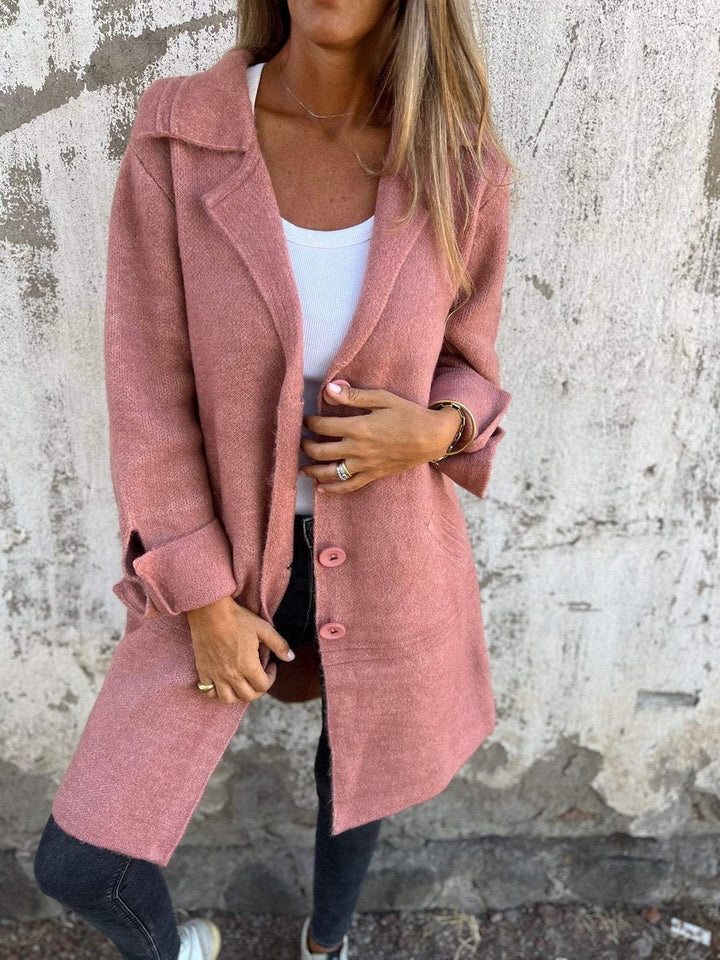 Lucille relaxed longline lapel coat in Pink