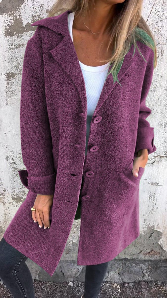 Lucille relaxed longline lapel coat in Purple