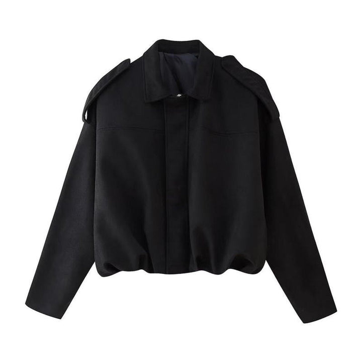 Louisa relaxed oversized bomber jacket in Black