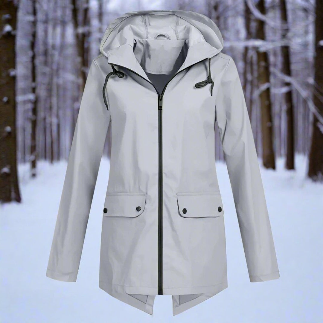 Lorraine hooded longline rain jacket